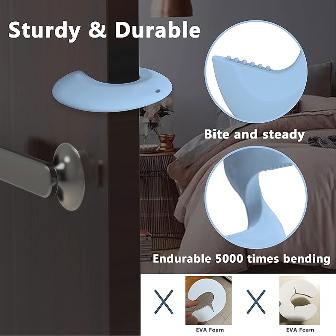 Door Pinch Guard and Door Slam Stopper, Durable Silicone Door Finger Pinch Guard, Prevents Slamming on Even Heavy Doors, Non-Toxic & Pet Friendly, Blue, 6 Packs