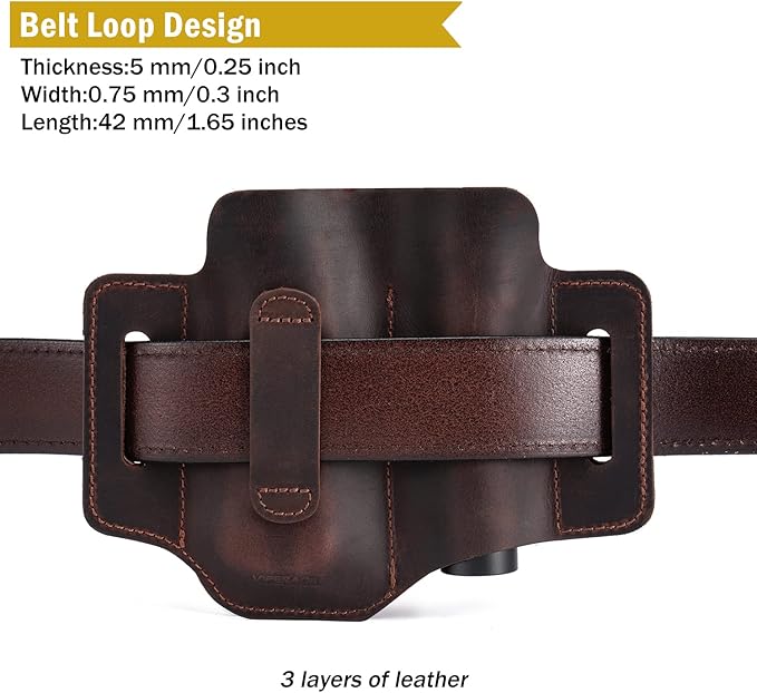 VIPERADE PL3 Multitool Sheath, Leather Sheath with DIY Patch Area, EDC Pocket Organizer for Men, Leatherman Sheath Flashlight Holder with Pen Holder, EDC Belt Organizer with Key Holder (A-Dark Brown)