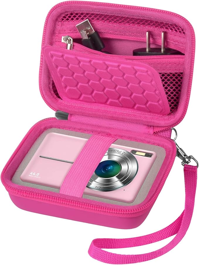 Comecase Carrying & Protective Case for Digital Camera, for CAMKORY/for Kodak Pixpro/for Canon PowerShot ELPH 180/190 / for Sony DSCW800 DSCW830 Cameras for Travel - Rose Red