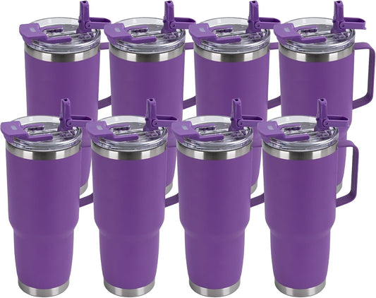 HASLE OUTFITTERS 30oz Tumbler Bulk with Handle, Insulated Travel Coffee Mug Set with Handle Leak-Proof Double Wall Stainless Steel Vacuum Tumblers Pack Metal Cup for Hot and Cold Drink