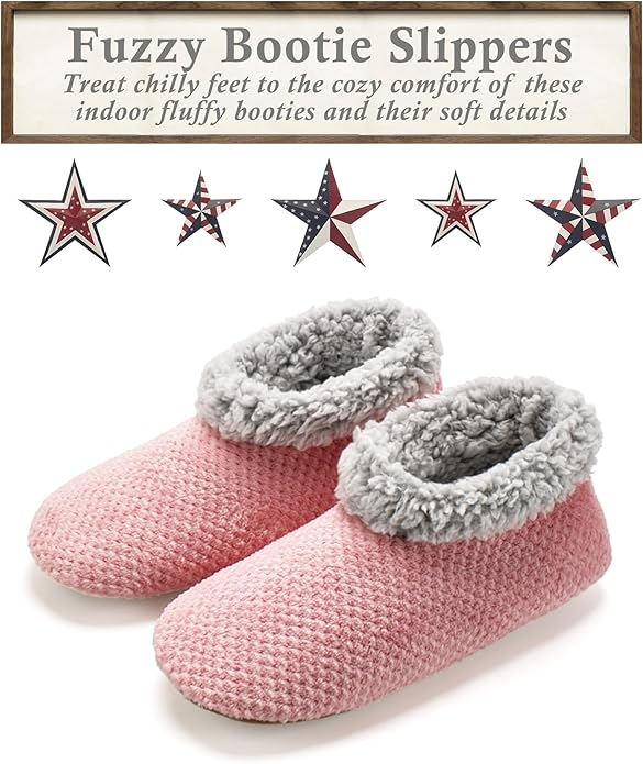 Cozylook Fuzzy Slippers for Women Indoor, Warm Bedroom Slip On Shoes, Winter Fluffy House Socks with Grippers, Cozy Christmas Gifts Unique