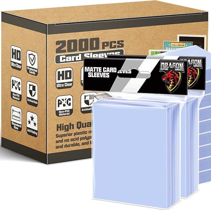 2000 Counts Card Sleeves Top Loaders for Trading Cards, Penny Soft Sleeves Baseball Card Sleeve Protectors Fit for Sports,Football,Game Cards