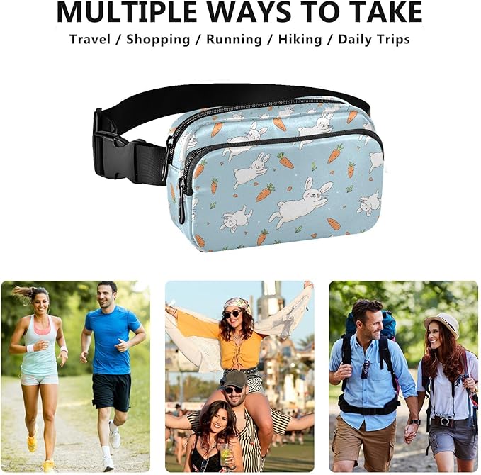 Kawaii Rabbit Carrot Fanny Pack for Women Men Water Resistant Fashion Waist Packs with Adjustable Strap Belt Bag for Travel Workout Jogging Hiking 21219126