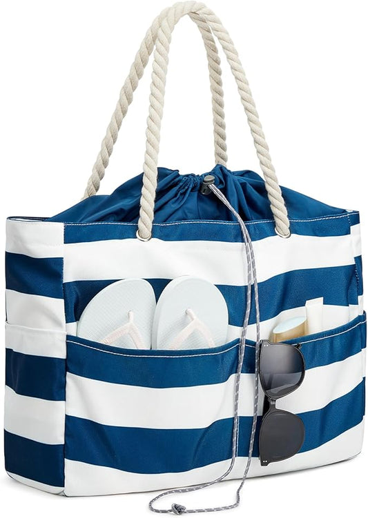 G4Free Canvas Beach Bag Waterproof Sandproof Large Beach Tote Bags for Women Pool Swim Travel Grocery