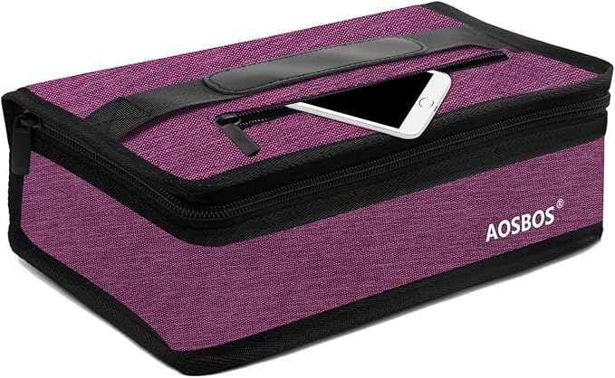 Aosbos Small Insulated Lunch Bag - Compact Lunch Box for Portion Control, Work & Office, Purple
