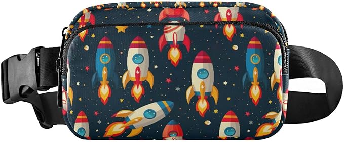 Kawaii Space Rockets Fanny Pack for Women Men Water Resistant Fashion Waist Packs with Adjustable Strap Belt Bag for Travel Workout Jogging Hiking 21219356
