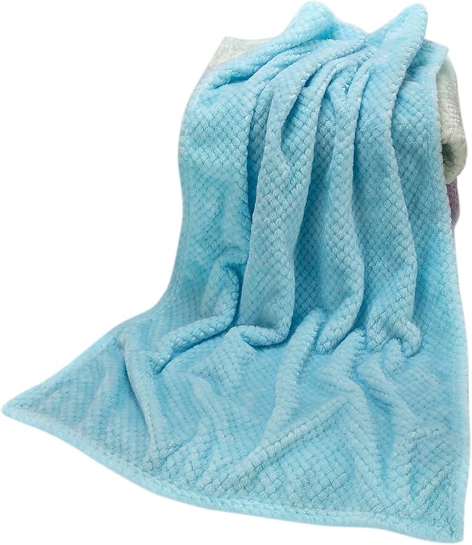 Fuzzy Throw Blanket, Plush Fleece Blankets for Adults, Toddler, Boys and Girls, Warm Soft Blankets and Throws for Bed, Couch, Sofa, Travel and Outdoor, Camping (40”×60”, Ice Blue)