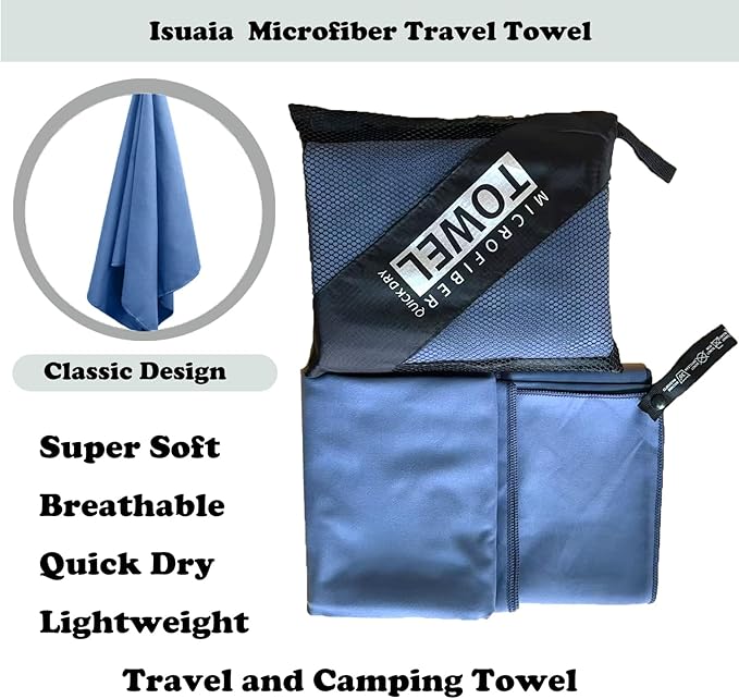 Reusable Quick Dry Beach Towels,Microfiber Travel Towel,Compressed Lightweight Bath Towel for Beach Hiking Gym Yoga Travel Sports Swimming Camping(Navy Blue, 24"*48")