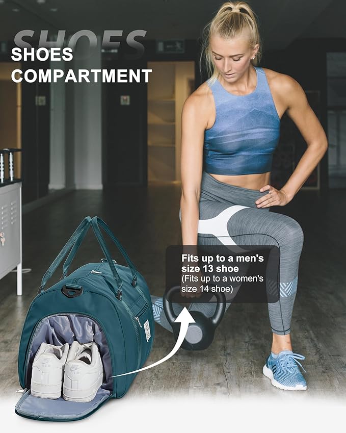 Gym Bag Womens Mens with Shoes Compartment and Wet Pocket Travel Duffel Bag for Women for Plane Sport Gym Tote Bags with Toiletry Bag Waterproof Weekend Overnight Carry on Bag Hospital Holdalls