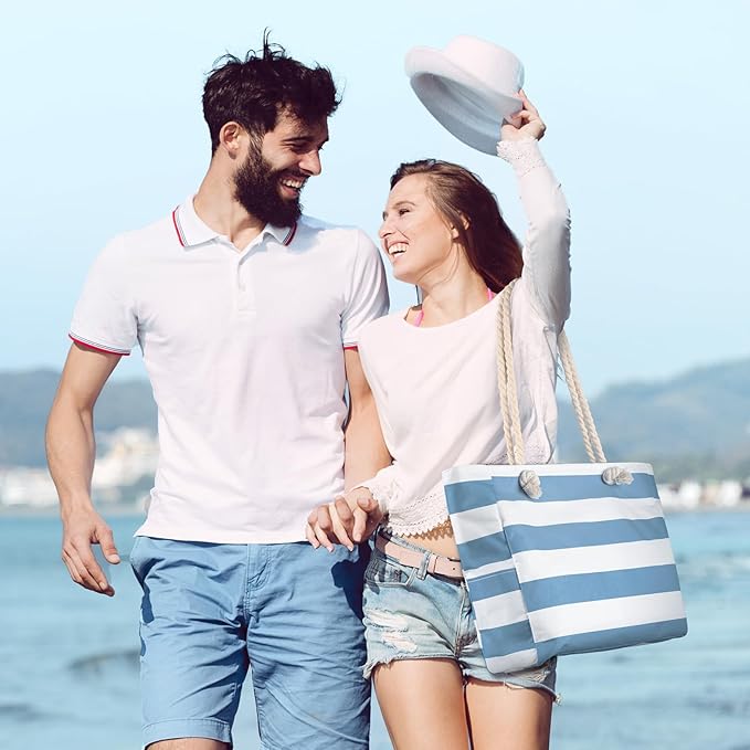 Pleneal Beach Bags For Women - Large Beach Bags with Zipper Waterproof Sandproof Swim Pool Beach Bag