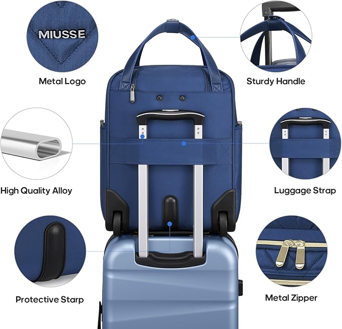 Carry-on Underseat 16-inch Luggage with Wheels, Softside Rolling Carry-on, Lightweight Travel Suitcase for Men Women, Personal Item Rolling Travel Bag