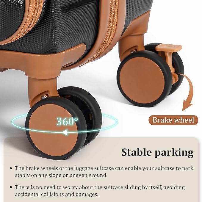 imiomo Carry on Luggage Airline Approved with Front Pocket and USB Port, Hard Shell 20 Inch Travel Carry-on Suitcase with Spinner Wheels and TSA Lock, Black