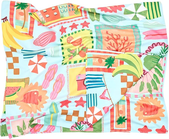 Dock & Bay Beach Towel - Quick Dry, Sand Free - Compact, Lightweight - 100% Recycled - Includes Bag - Wish You were Here - Large (160x90cm, 63x35)