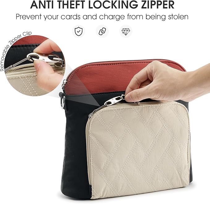 G4Free Anti-Theft Crossbody Bags for Women, Lightweight Nylon Shoulder Purse Medium Handbags for Travel Work-Black&Red