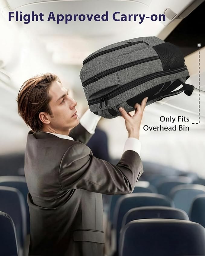 MATEIN 17 Inch Work Backpack for Men Women, Water Resistant Practical Travel Laptop Backpack with Anti Theft Pocket, Casual College Daypack Laptop Compartment TSA Friendly, Grey Black