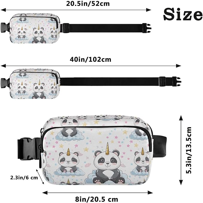 Kawaii Panda Unicorn Fanny Pack for Women Men Water Resistant Fashion Waist Packs with Adjustable Strap Belt Bag for Travel Workout Jogging Hiking 21219076