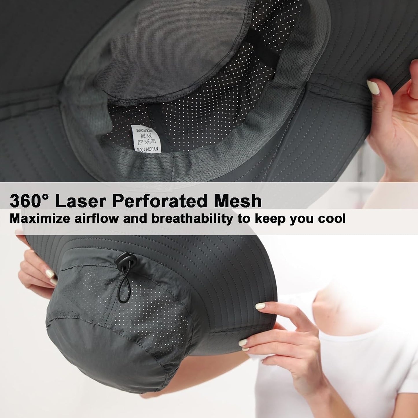 Rosoz Sun Hat for Men Women Boonie Bucket Hat Wide Brim Breathable Cooling Fishing Hats Safari Beach Garden UV Protection