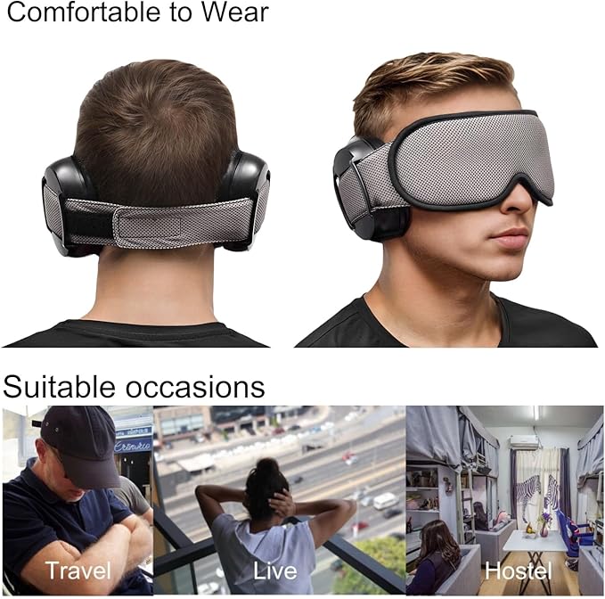 Noise Reduction Ear Muffs Eye Mask for Sleeping Set, Noise Cancelling Earmuffs 3D Light Blocking Sleep Mask Set