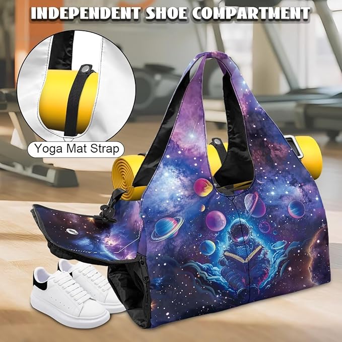 Mens Gym Duffle Bag Double Zipper Gym Bags for Men with Shoe Compartment, Yoga Mat Carrier, Mens Small Gym Bag for Running Swimming Pilates