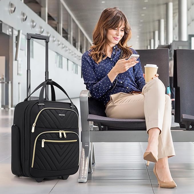 Carry-on Underseat 16-inch Luggage with Wheels, Softside Rolling Carry-on, Lightweight Travel Suitcase for Men Women, Personal Item Rolling Travel Bag