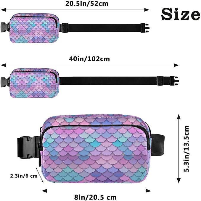 Colorful Mermaid Scale Fanny Pack for Women Men Water Resistant Fashion Waist Packs with Adjustable Strap Belt Bag for Travel Workout Jogging Hiking 21219388