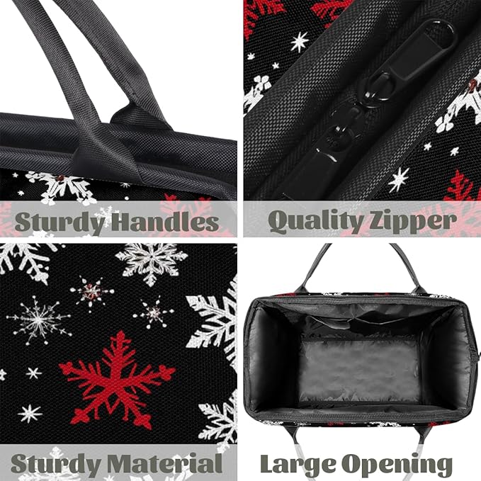 Winter Snowflake Pattern Xmas Overnight Weekender Bags for Women Men, Waterproof Travel Carry On Duffel Bag, Lightweight Sports Gym Bag for Fitness, Workout, Travel
