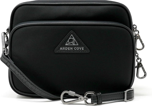 Womens Anti-Theft Water-Proof Travel Crossbody Bag with Slash-Resistant Faux Leather & Locking Clasps Strap