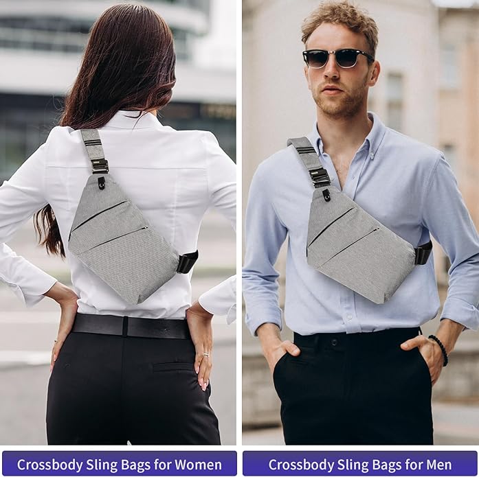 Crossbody Sling Bag, Water-Resistant Anti Theft Chest Pack, Minimalist Commuter Daypack for Travel Hiking Work