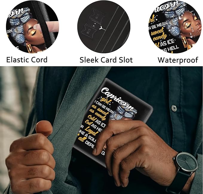Passport Holder Women Wallet with Luggage Tag, Leather Passport Cover with RFID Blocking, Travel Accessories Multi Card Slot Passport Case for Men，Black Women Inspirational Quotes