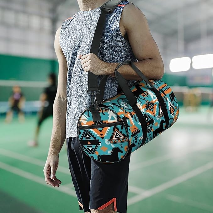 Workout Lightweight Duffel Bags Dream Catcher Western Southwest Aztec Horse Art Basketball Football Weekender Bag Foldable Gym Travel Bags for Men Women