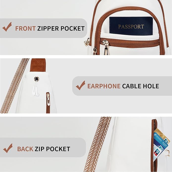Crossbody Purses Bags for Women Travel, Anti Theft RFID Blocking Sling Chest Bag, Small Vegan Leather Purse for Casual