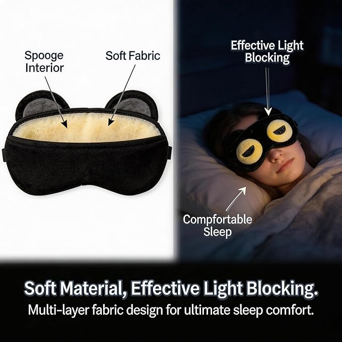 2PCS Cat Eye Sleep Mask for Sleeping, Soft Light Weight Eye Cover with Adjustable Strap,Funny Sleep Mask for Kids Women Men Travel Nap Blindfold Game（Half Closed Eyes+Round Eyes）