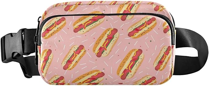 Funny Hot Dog Fanny Pack for Women Men Water Resistant Fashion Waist Packs with Adjustable Strap Belt Bag for Travel Workout Jogging Hiking 21220324