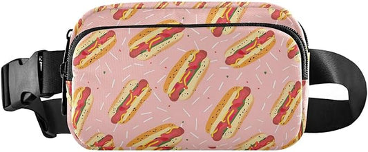 Funny Hot Dog Fanny Pack for Women Men Water Resistant Fashion Waist Packs with Adjustable Strap Belt Bag for Travel Workout Jogging Hiking 21220324
