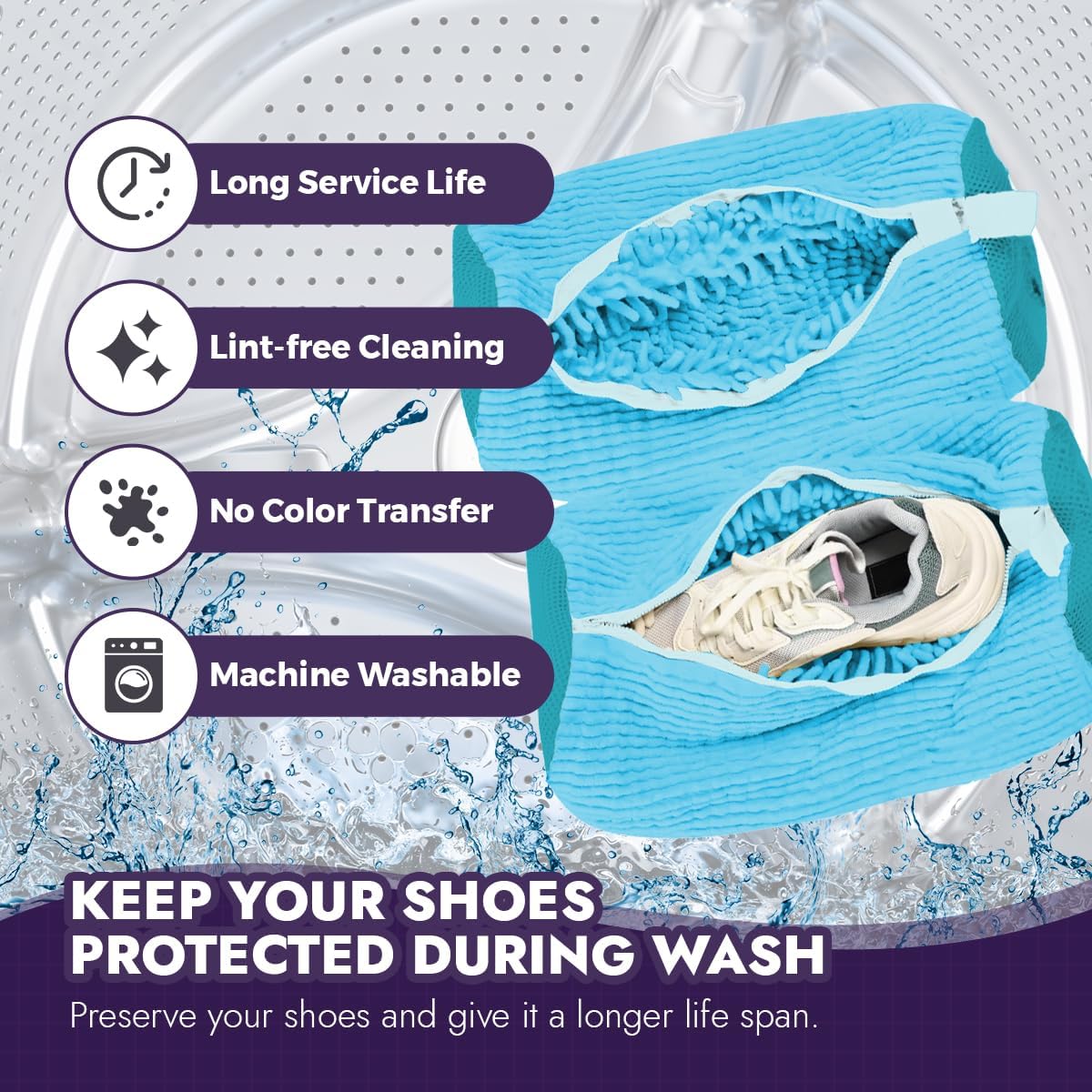 Shoe Cleaning Kit: Shoe Washing Bag (2pcs), Mesh Laundry Bag for Shoe Dryer and Adjustable Shoe Trees (5 pc kit)
