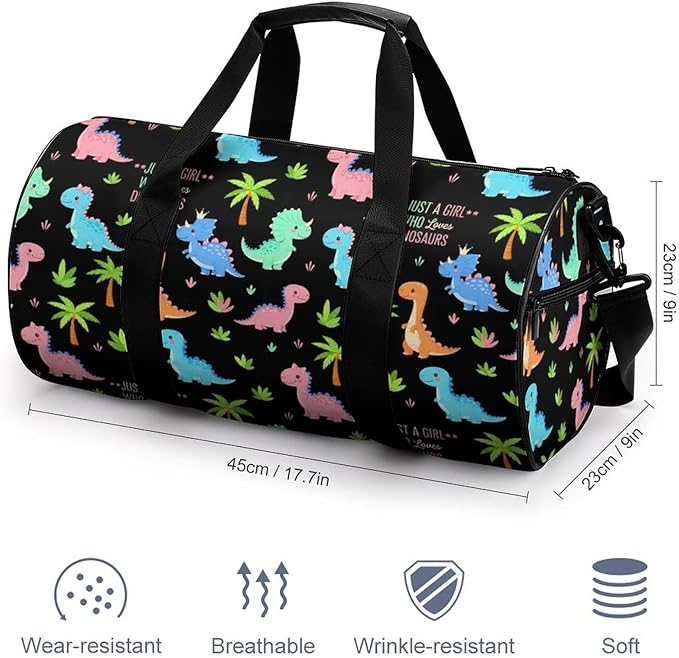 Workout Lightweight Duffel Bags Just A Girl Who Loves Cartoon Dinosaurs Basketball Football Weekender Bag Foldable Gym Travel Bags for Men Women