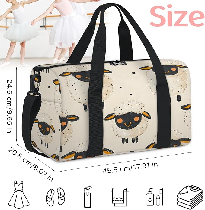Cartoon Sheep Travel Duffle Bag for Women Men, Overnight Weekender Bag, Carry on Tote for Sport Gym