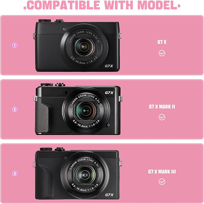 Camera Case for Canon PowerShot G7X Mark III/ G7 X Mark II/ SX740 hs Digital Camera, 4K Vlogging Camera Protective Cover Hard Travel Storage Bag, Mesh Pocket fits Cable, Batteries,Pink