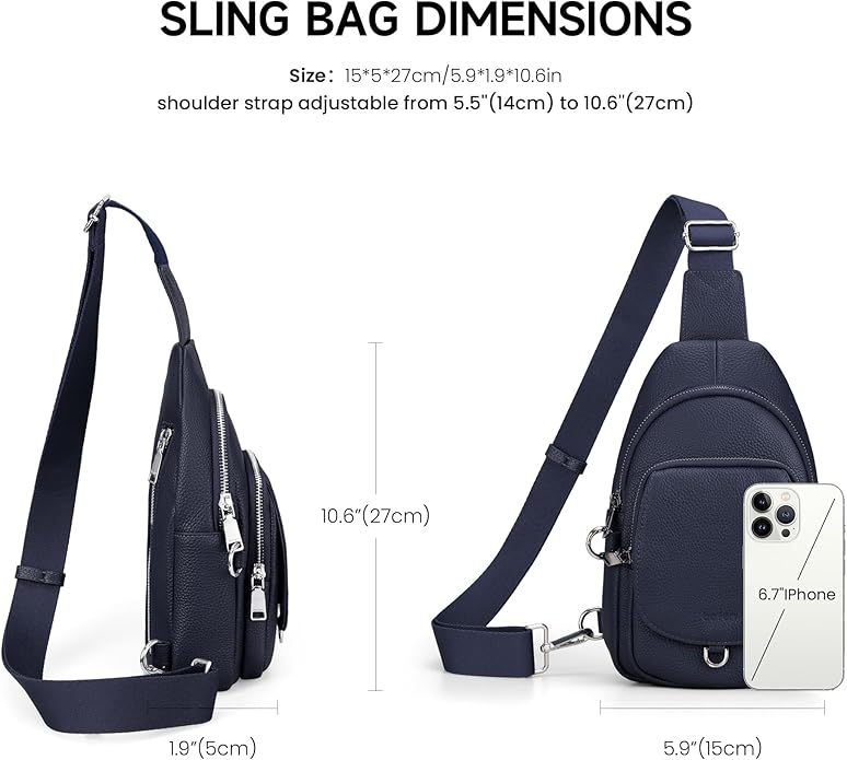 befen Anti Theft Genuine Leather Sling Bag for Women RFID Small Crossbody Bag Chest Bag Leather Fanny Packs for Travel