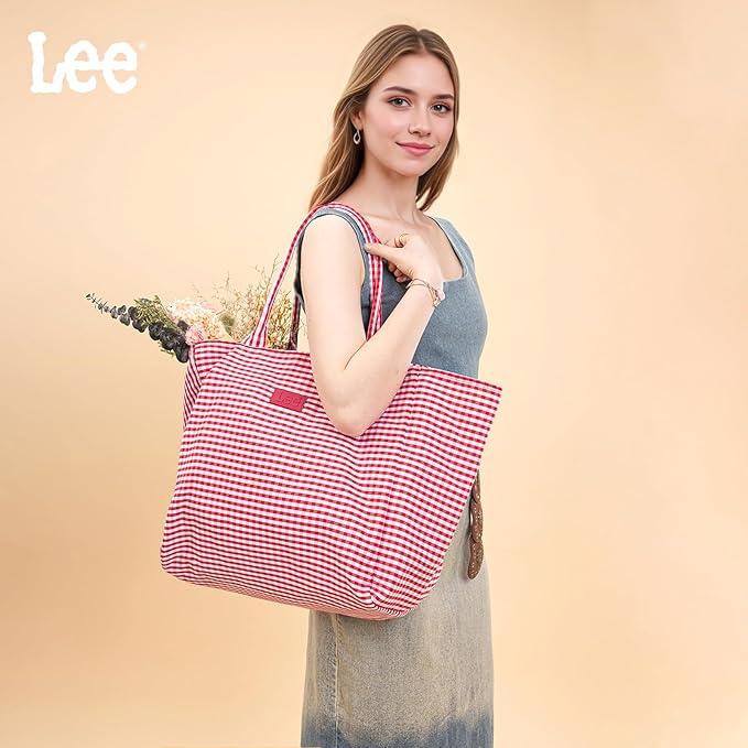 Montana West x Lee Extra Large Soft Cotton Tote Bag for Women Thick Lightweight Shoulder Bag Reusable Grocery Bag