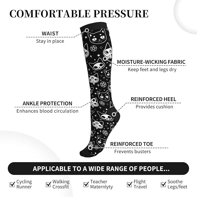 Compression Socks Knee High Circulation Support Socks For Women Men Athletic Running Work Hiking Cycling Travel
