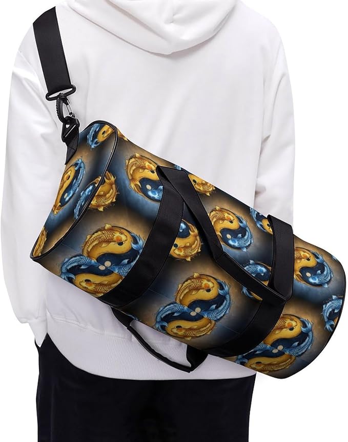 Foldable Gym Travel Bag KoiFish Fish Yin Yang Overnight Weekender Travel Bag Dance Sports Gymnastics Bags Unisex Overnight Bags