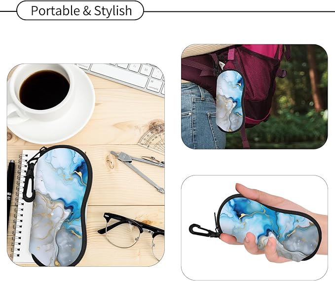 Hion Sunglasses Soft Case Ultra Light Neoprene Zipper Eyeglass Case With Belt Clip