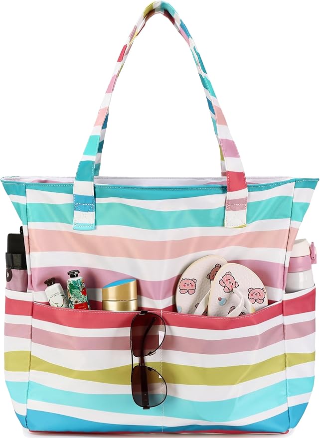 LEDAOU Beach Bag Waterproof Sandproof Women Beach Tote Pool Bag with Zipper for Swim Gym Grocery Travel with Wet Pocket | Sandproof, with Zipper, for Gym, Grocery, Travel, with Wet Pocket