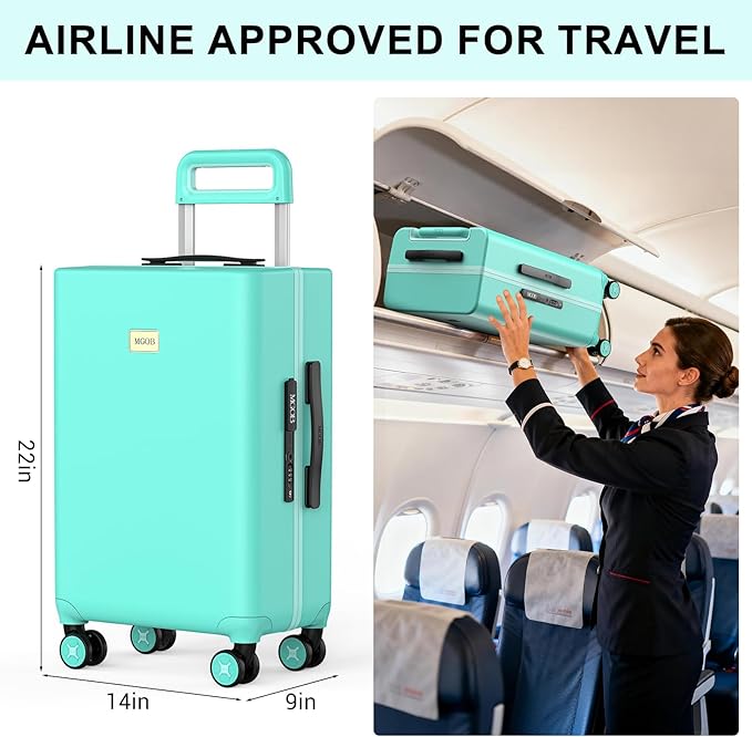 20 Inch Carry-on Luggage Zipperless for Women, Hardside Rolling Suitcase with Spinner Wheels & TSA Lock,PC Lightweight Carry on Luggage Airline Approved 22x14x9 Hard Case