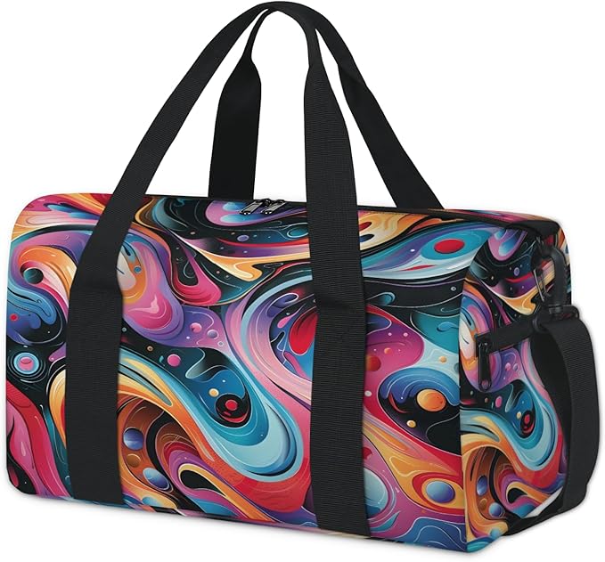 Abstract Liquid Travel Duffle Bag for Women Men, Overnight Weekender Bag, Carry on Tote for Sport Gym