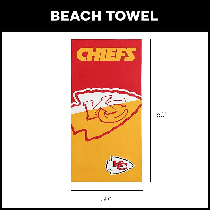 Northwest NFL Oversized Microfiber Beach Towel, 60 x 70 Inches – Quick Dry, Sand Resistant, Lightweight, Highly Absorbent, Shibori Design