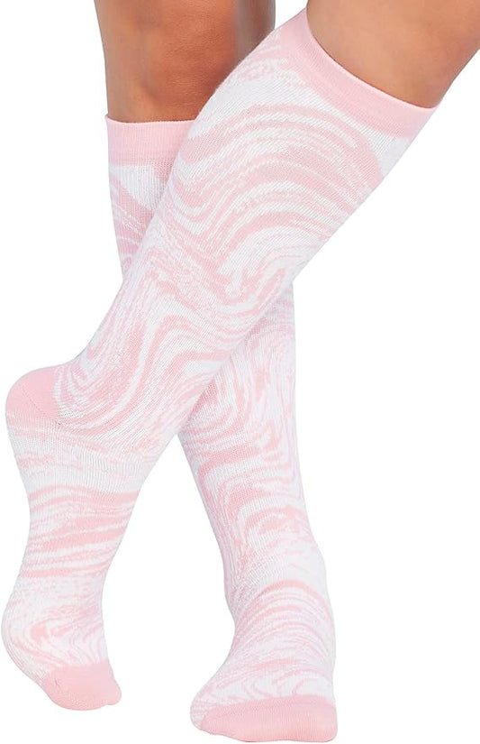 Cherokee Women's 10-15mmHg Compression Socks – Fun Print Knee Highs with Light Support, Soft Feel - PRINTSUPPORT