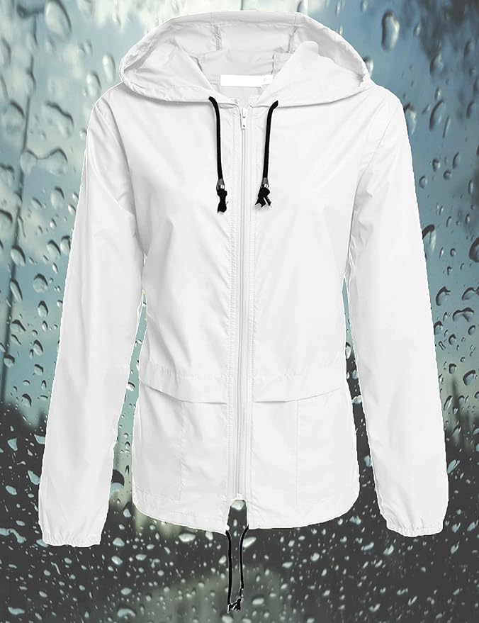 Avoogue Raincoat Women Lightweight Waterproof Rain Jackets Packable Outdoor Hooded Windbreaker