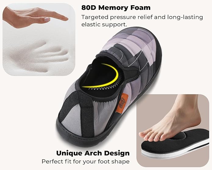 Mens Slip On Slippers Coolmax® Two Tone Comfy Slipper Memory Foam Slippers Indoor Outdoor Men's House Shoes Loafers Camping Slipper Two Styles | Moisture-wicking | Breathable